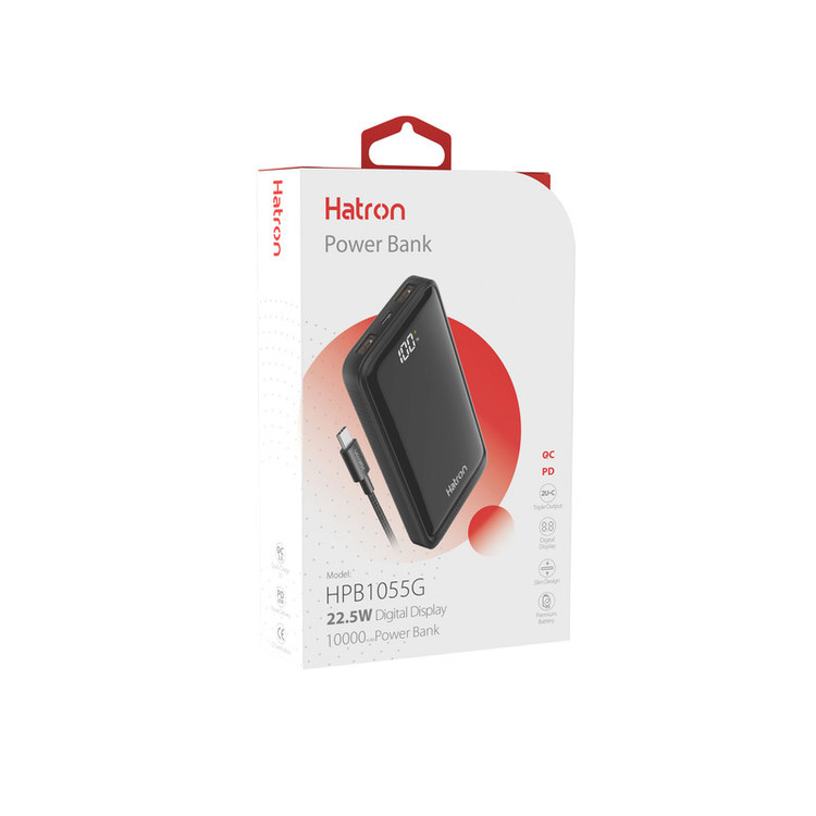 پاوربانک هترون مدل HPB1055G با ظرفیت 10000میلی آمپر ساعت