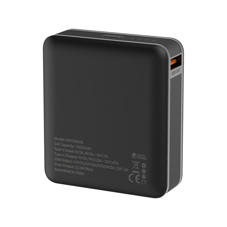 پاوربانک 22.5 وات هترون مدل HPB1065ME ظرفیت 10هزار میلیآمپرساعت