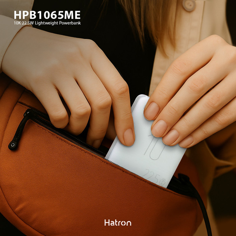 پاوربانک 22.5 وات هترون مدل HPB1065ME ظرفیت 10هزار میلیآمپرساعت