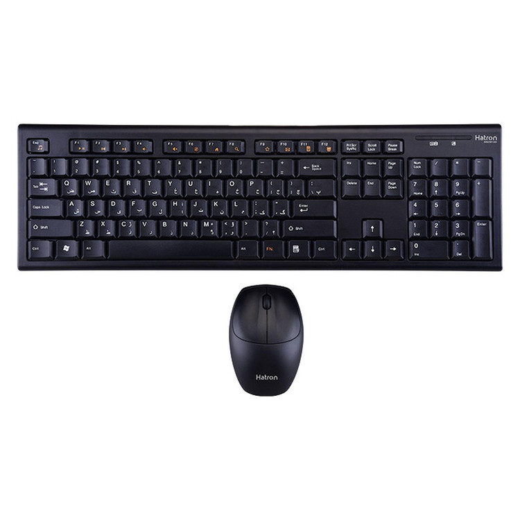 کیبورد و ماوس بی سیم هترون مدل HKCW130، سوییچ ممبران، Full-Size