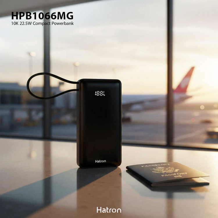 پاوربانک 22.5 وات هترون مدل HPB1066MG ظرفیت 10هزار میلیآمپرساعت
