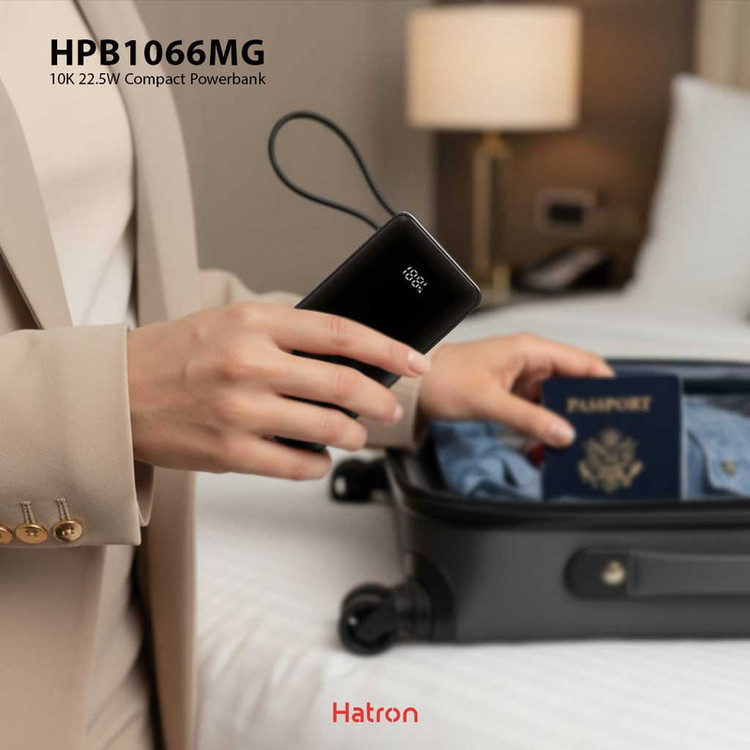 پاوربانک 22.5 وات هترون مدل HPB1066MG ظرفیت 10هزار میلیآمپرساعت