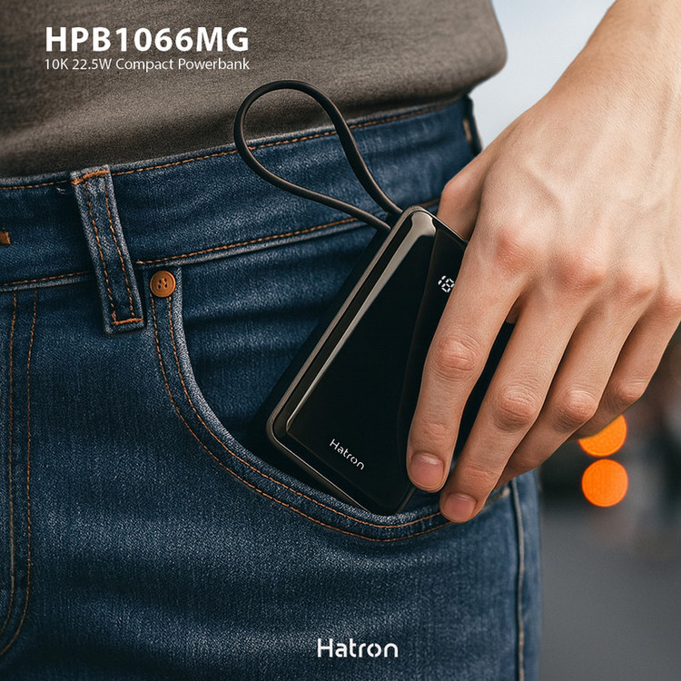 پاوربانک 22.5 وات هترون مدل HPB1066MG ظرفیت 10هزار میلیآمپرساعت