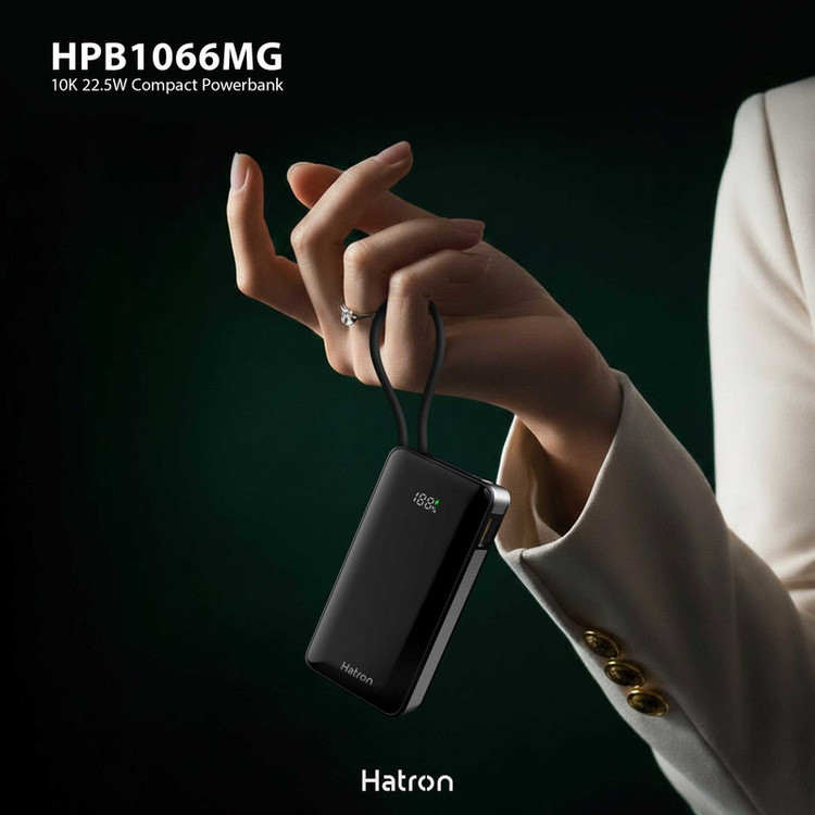 پاوربانک 22.5 وات هترون مدل HPB1066MG ظرفیت 10هزار میلیآمپرساعت