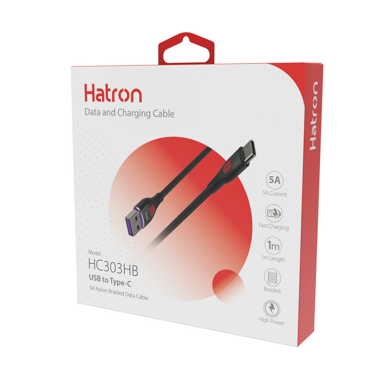 کابل USB به USB-C هترون مدل HC303HB طول 1 متر