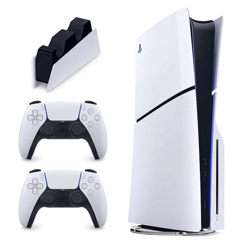کنسول بازی سونی مدل PlayStation 5 Slim ظرفیت یک ترابایت ریجن 2016A اروپا به همراه دسته اضافی و پایه شارژر