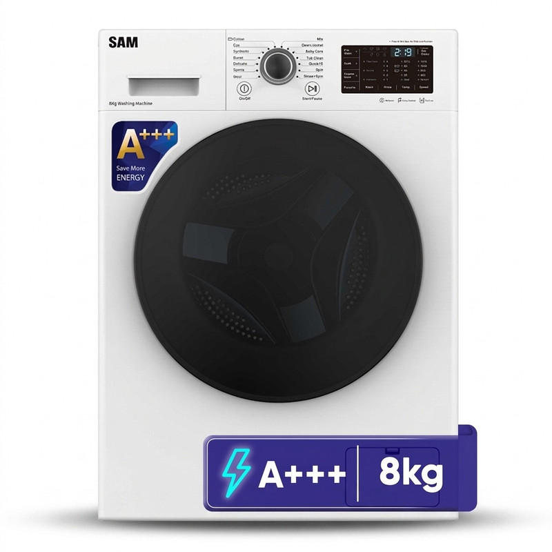 ماشین لباسشویی 8 کیلوگرم اتوماتیک سام مدل  BL-Q1465W ظرفیت 8 کیلوگرم