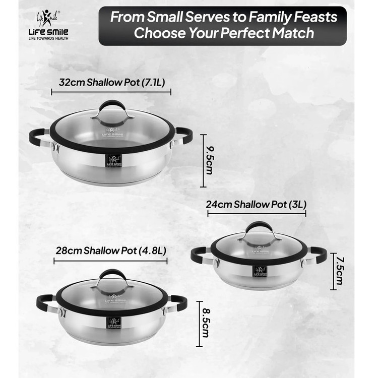 سرویس تابه استیل 6 پارچه لایف اسمایل مدل LIFEP22SHR-6-3