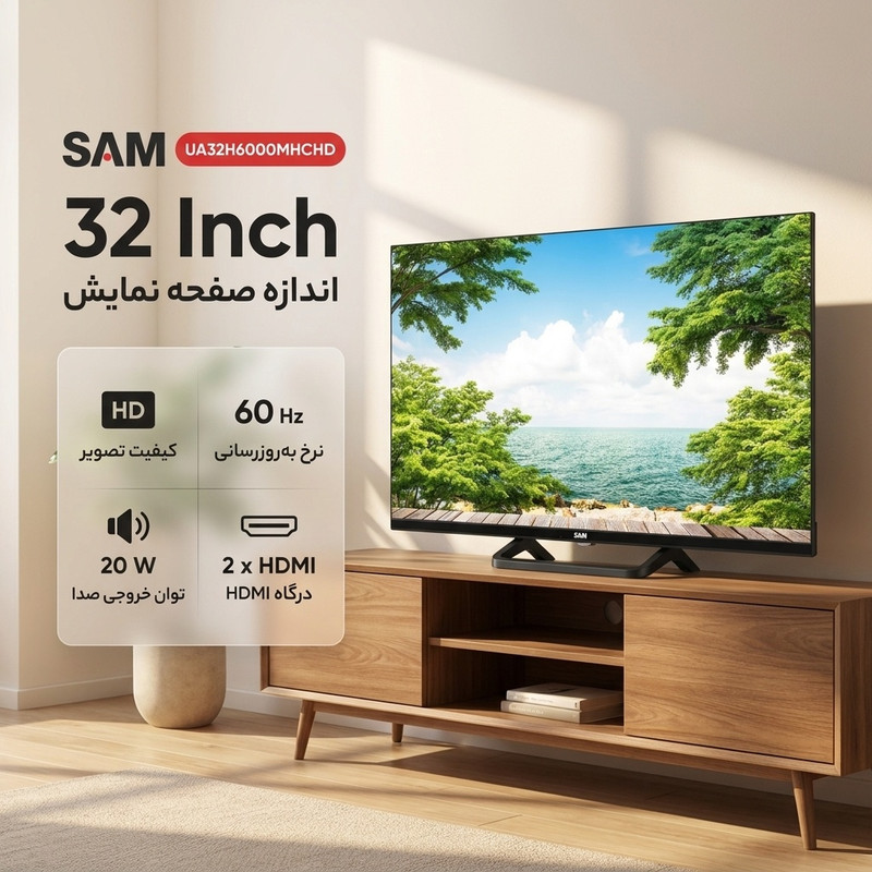 تلویزیون 32 اینچ ال ای دی سام مدل UA32H6000MHCHD