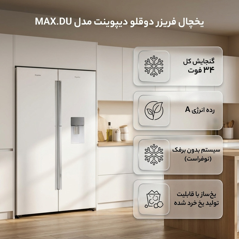یخچال فریزر دوقلو 34 فوت دیپوینت مدل MAX.DU _ مکس