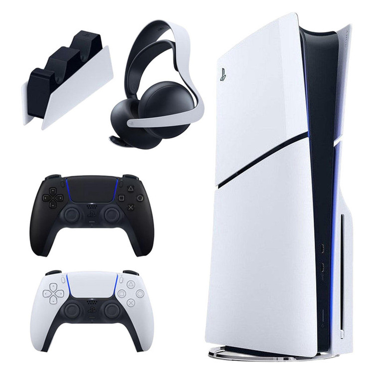 کنسول بازی سونی مدل PlayStation 5 Slim ظرفیت یک ترابایت ریجن 2016A اروپا به همراه دسته اضافی و پایه شارژر و هدست Elite