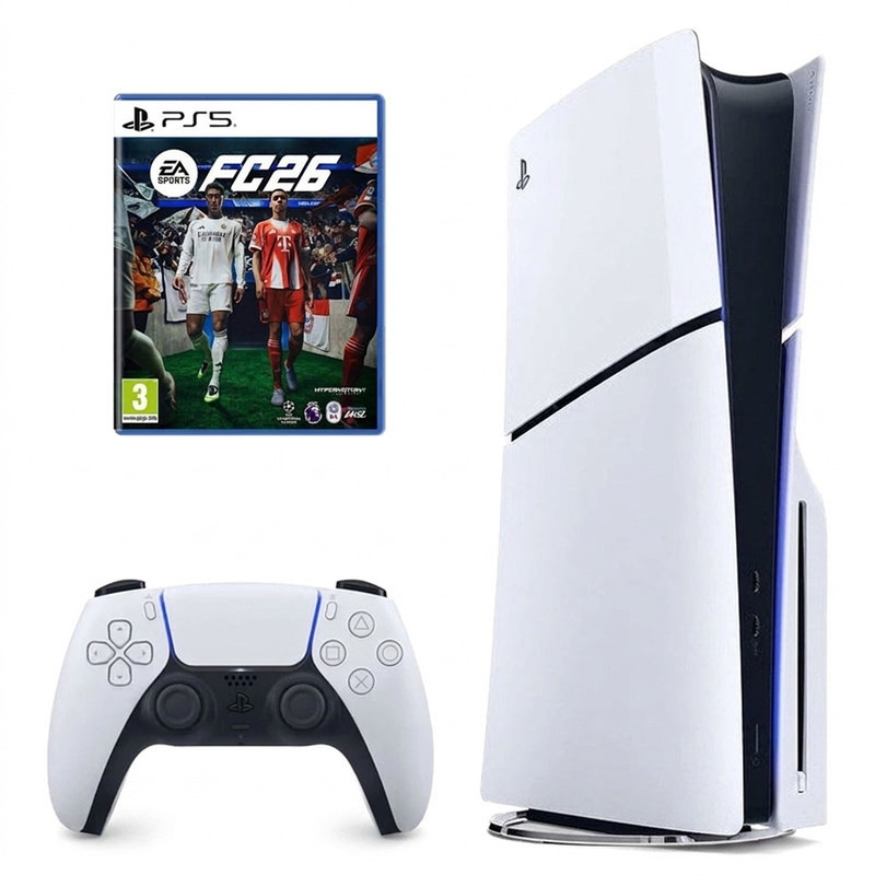 کنسول بازی سونی مدل PlayStation 5 Slim ریجن اروپا سری 2016A نسخه دیسک‌خور ظرفیت یک ترابایت به همراه بازی EA SPORTS FC 26
