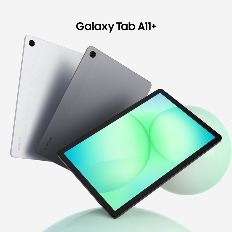 تبلت 11 اینچ سامسونگ مدل Galaxy Tab A11 Plus Wi-Fi، ظرفیت 128 گیگابایت و رم 6 گیگابایت، رزولوشن دوربین 8 مگاپیکسل به همراه شارژر دیواری 25 وات سامسونگ مدل T2510