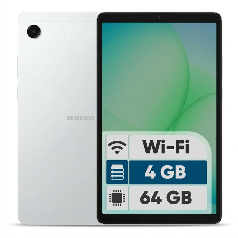 تبلت 8.7 اینچ سامسونگ مدل Galaxy Tab A11 Wi-Fi، ظرفیت 64 گیگابایت و رم 4 گیگابایت، رزولوشن دوربین 8 مگاپیکسل به همراه شارژر دیواری 25 وات سامسونگ مدل T2510