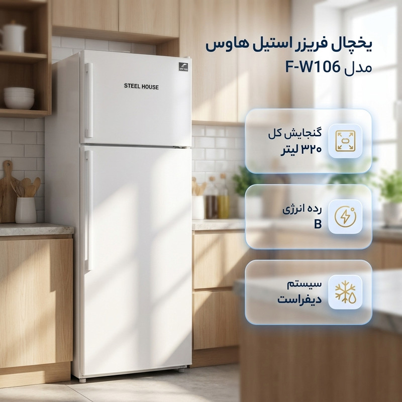 یخچال فریزر 16 فوت استیل هاوس مدل F - W 16