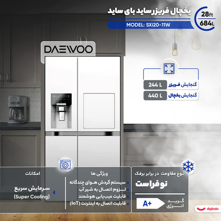 یخچال فریزر ساید بای ساید 28 فوت دوو مدل SXi20-11W