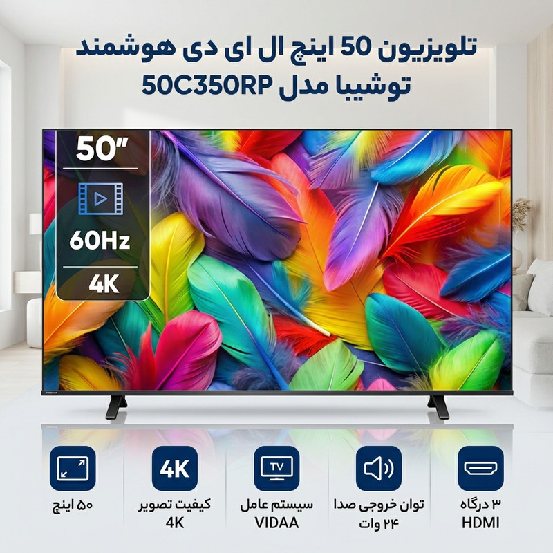 تلویزیون 50 اینچ ال ای دی هوشمند توشیبا مدل 50C350RP