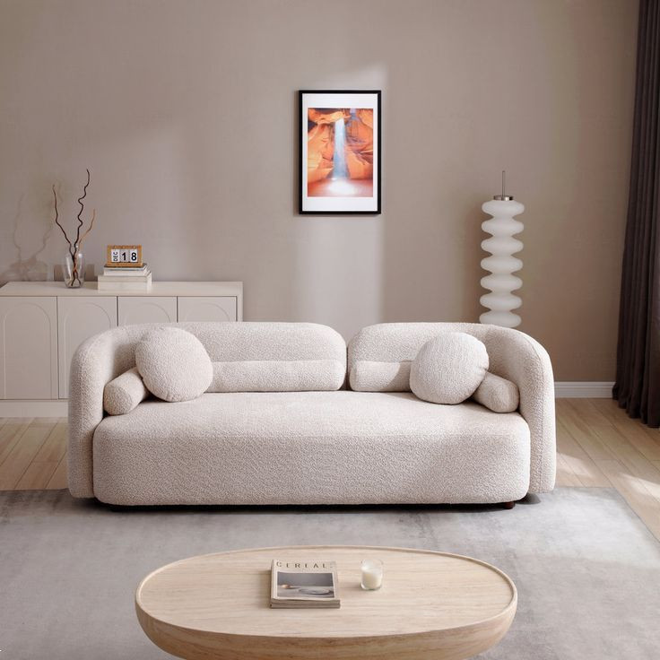 مبل راحتی سه نفره با روکش پارچه و پایه چوب مدل Ro-7174 به همراه 4 کوسن