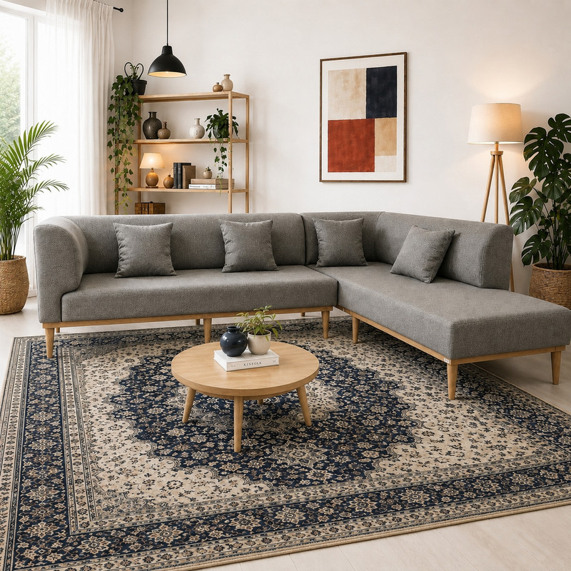 مبل ال 6 نفره گالری چوب آشنایی مدل Nest-Khod-L ست 2 تکه به همراه 4 کوسن