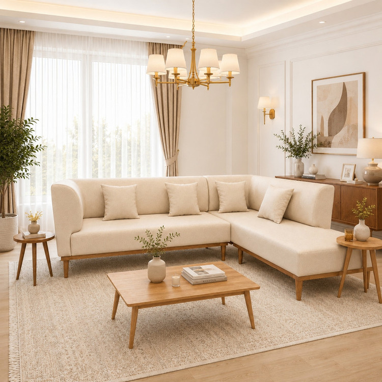 مبل ال 6 نفره گالری چوب آشنایی مدل Nest-Khod-L ست 2 تکه به همراه 4 کوسن