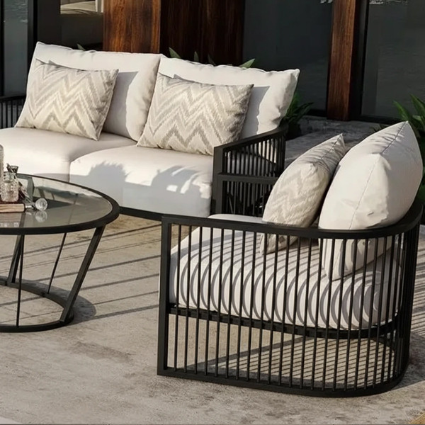 مبل راحتی سه نفره با روکش پارچه ساتن و پایه فلز مدل نیم ست فلزی راحتی