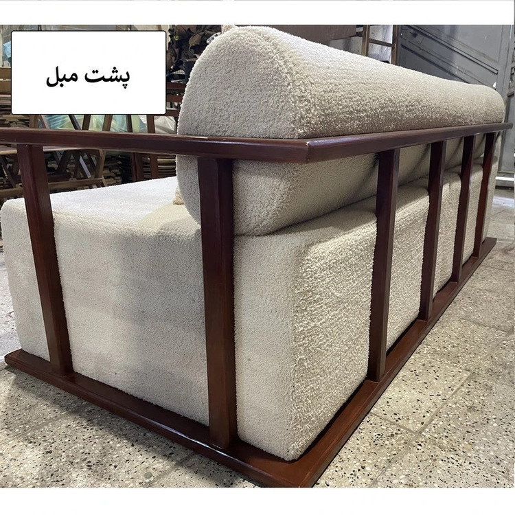 مبل راحتی هشت نفره با روکش پارچه و پایه چوب مدل Gh-T-Rad به همراه 6 کوسن