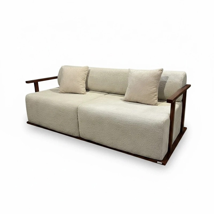مبل راحتی هشت نفره با روکش پارچه و پایه چوب مدل Gh-T-Rad به همراه 6 کوسن