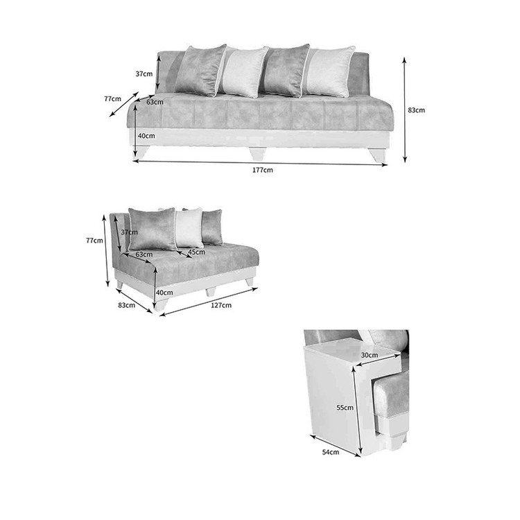 مبل راحتی پنج نفره کد N-GR/2-3