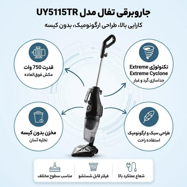 جاروبرقی 750 وات تفال مدل UY5115TR