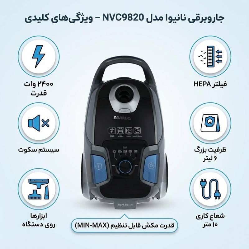 جاروبرقی 2400 وات نانیوا مدل NVC9820