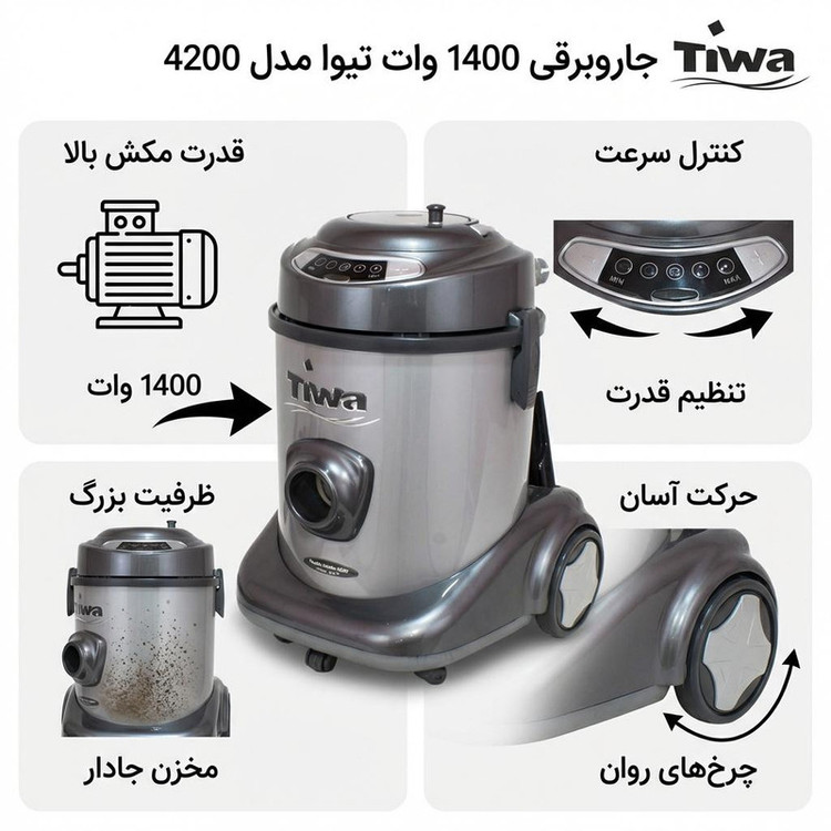 جاروبرقی 1400 وات تیوا مدل 4200