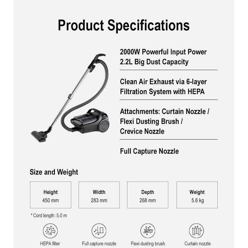 جاروبرقی 2000 وات پاناسونیک مدل MC-CL605
