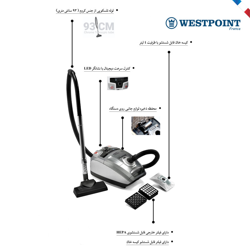 جاروبرقی وست پوینت مدل WVAPS-2021B