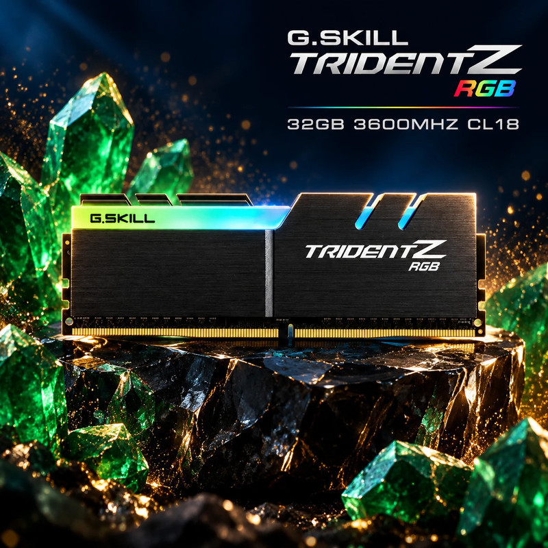 رم دسکتاپ DDR4 دوکاناله فرکانس 3600 مگاهرتز تایمینگ CL18 جی اسکیل مدل TridentZ RGB ظرفیت 32 گیگابایت هیتسینک دار، پشتیبانی از Intel XMP