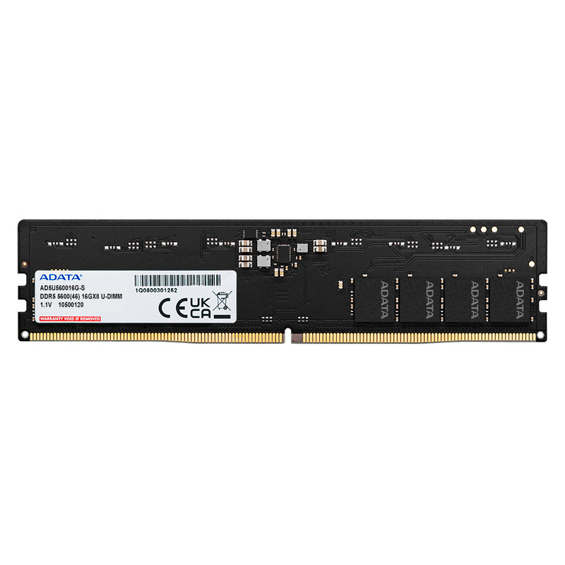 رم دسکتاپ DDR5 ای دیتا مدل U-DIMM ظرفیت 16 گیگابایت، با فرکانس 5600 مگاهرتز، تایمینگ CL46 و معماری تککاناله