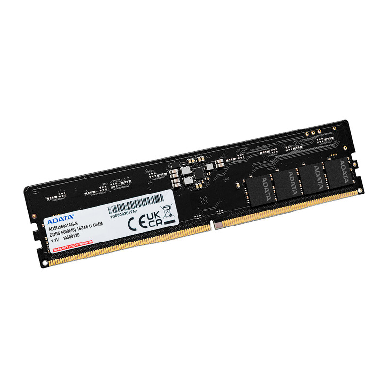 رم دسکتاپ DDR5 ای دیتا مدل U-DIMM ظرفیت 16 گیگابایت، با فرکانس 5600 مگاهرتز، تایمینگ CL46 و معماری تککاناله