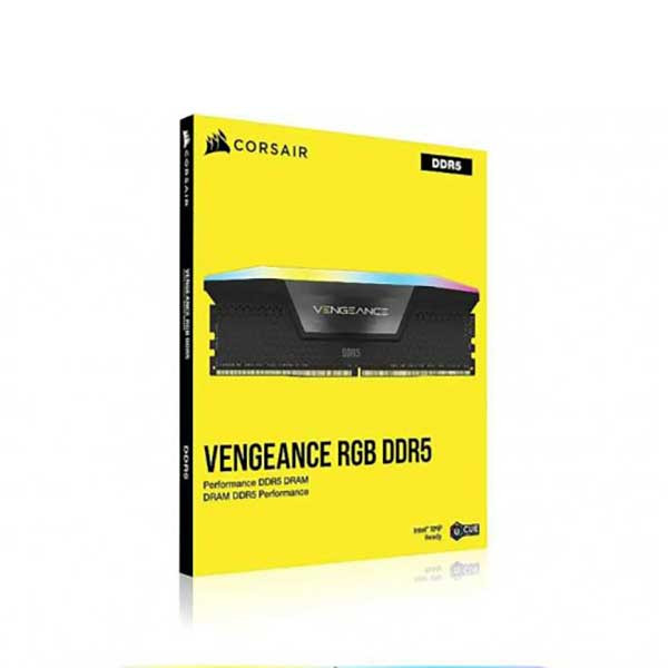 رم کامپیوتر DDR5 با ظرفیت 16 گیگابایت کورسیر مدل VENGEANCE RGB، تککاناله با فرکانس 5600 مگاهرتز، تایمینگ 40-40-40-77، ماژول DIMM با هیتسینک، 288 پین و ولتاژ 1.1 ولت