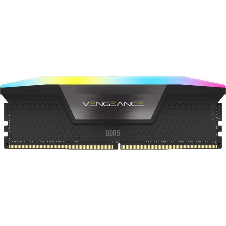 رم کامپیوتر DDR5 با ظرفیت 16 گیگابایت کورسیر مدل VENGEANCE RGB، تککاناله با فرکانس 5600 مگاهرتز، تایمینگ 40-40-40-77، ماژول DIMM با هیتسینک، 288 پین و ولتاژ 1.1 ولت