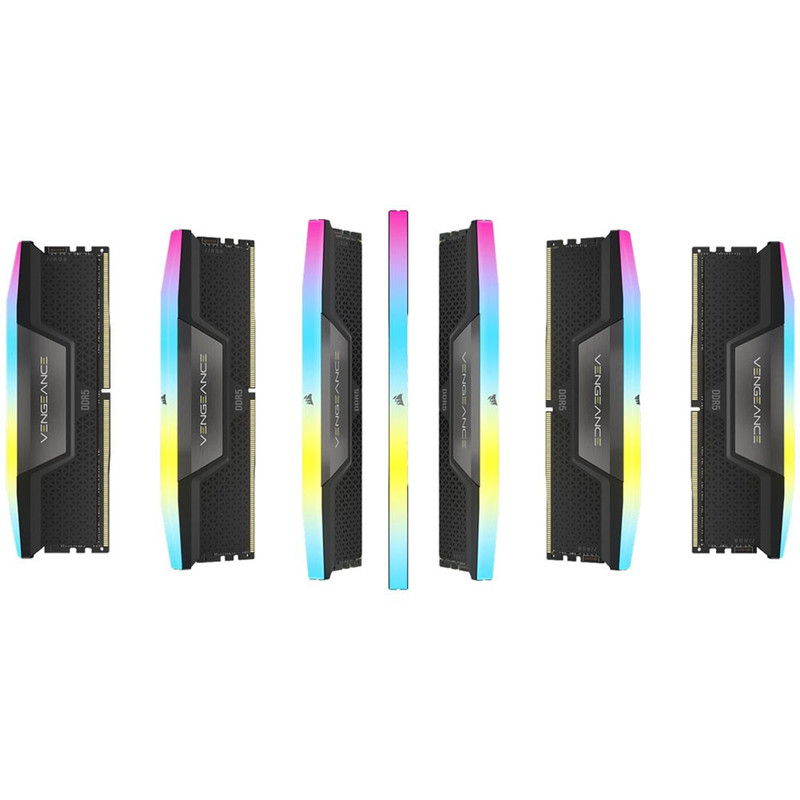 رم دسکتاپ DDR5 کورسیر مدل VENGEANCE RGB ظرفیت 64 گیگابایت دو کاناله 6200 مگاهرتز CL32 با هیت سینک آلومینیومی و نورپردازی ARGB و پشتیبانی از XMP 3.0