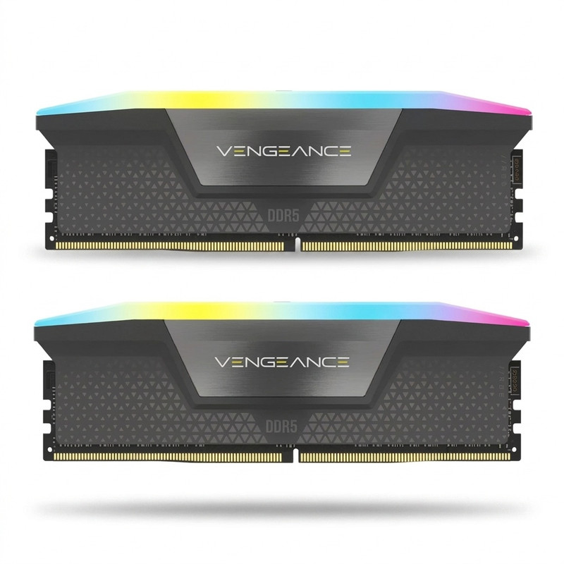 رم دسکتاپ کورسیر مدل VENGEANCE RGB DDR5 دو کاناله ظرفیت 32 گیگابایت فرکانس 5200 مگاهرتز تایمینگ CL40 با هیت‌سینک خنک‌کننده