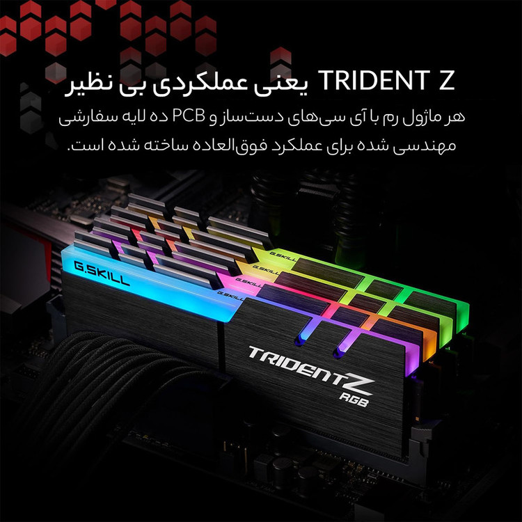 رم دسکتاپ DDR4 دو کاناله 3200 مگاهرتز CL16 جی اسکیل سری TRIDENT Z RGB ظرفیت 32 گیگابایت بسته دو عددی