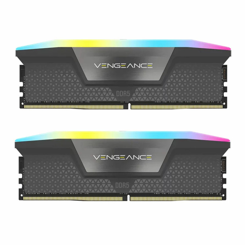 رم دسکتاپ کورسیر DDR5 دو کاناله 32 گیگابایت مدل VENGEANCE RGB فرکانس 6000 مگاهرتز تایمینگ CL40 با هیتسینک خنککننده