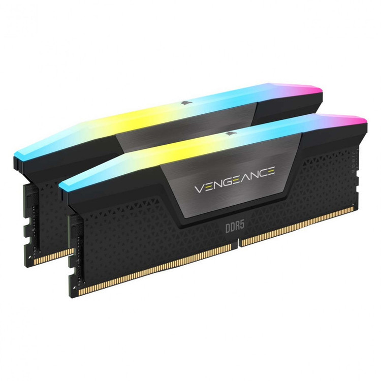 رم دسکتاپ کورسیر DDR5 دو کاناله 32 گیگابایت مدل VENGEANCE RGB فرکانس 6000 مگاهرتز تایمینگ CL40 با هیتسینک خنککننده