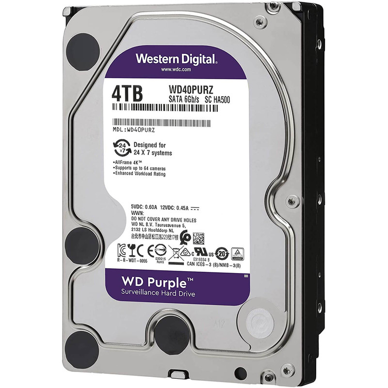 هارد دیسک اینترنال وسترن دیجیتال مدل purple wd40Purz ظرفیت ۴ ترابایت
