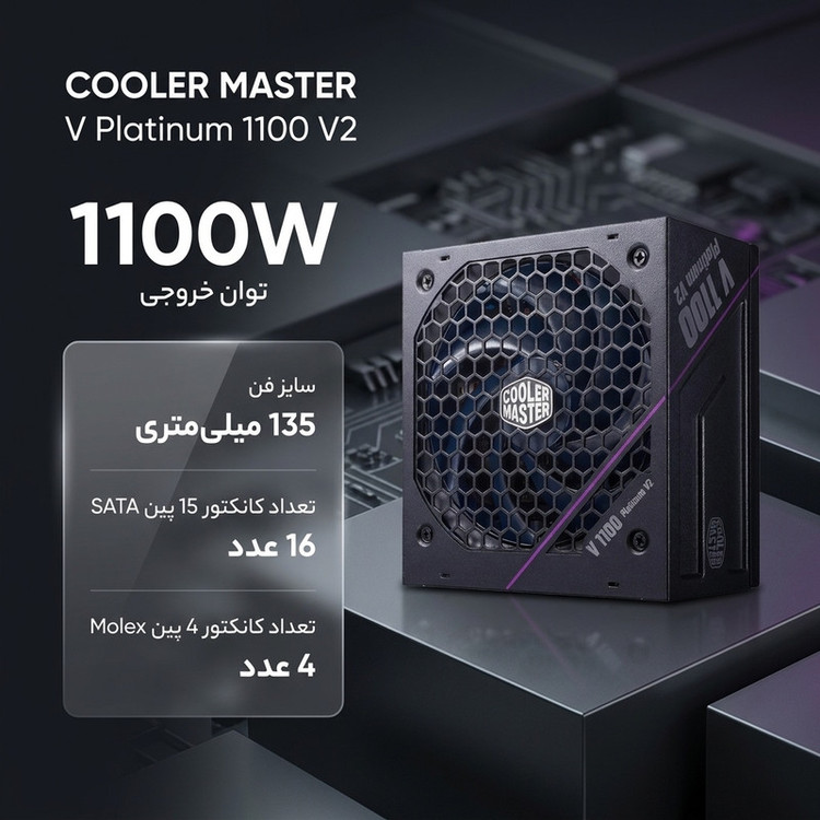 منبع تغذیه کامپیوتر کولر مستر مدل V Platinum 1100 V2