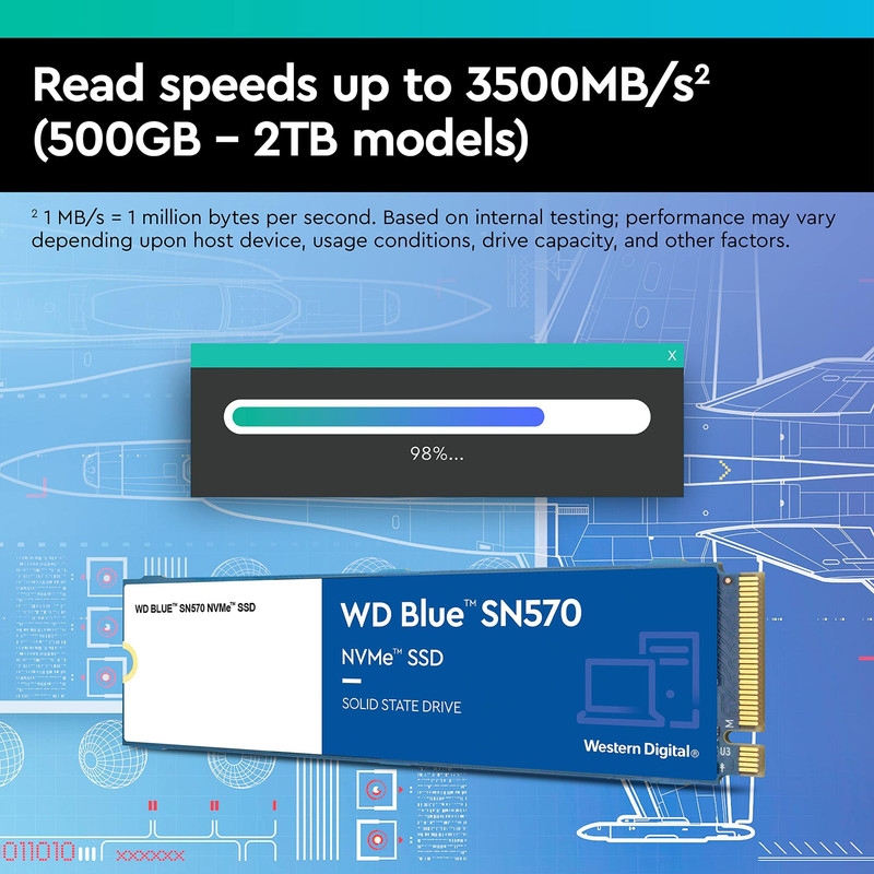 اس اس دی اینترنال وسترن دیجیتال مدل BLUE SN570 ظرفیت دو ترابایت