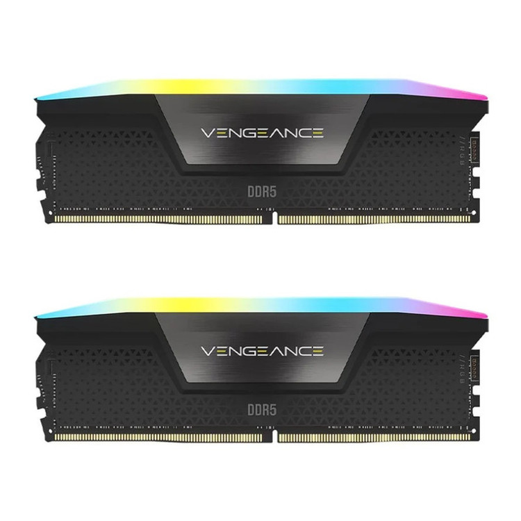 رم دسکتاپ 32 گیگابایت کورسیر مدل VENGEANCE RGB، حافظه از نوع DDR5، معماری 2 کاناله، با 2 ماژول 16 گیگابایتی، تایمینگ CL38، هیتسینک و 288 پین