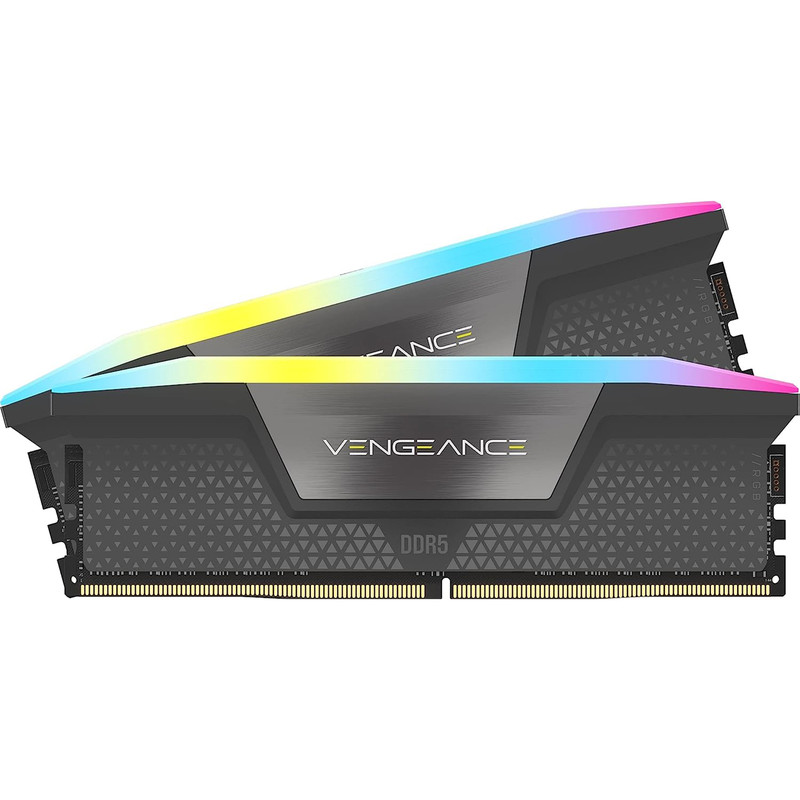 رم دسکتاپ 32 گیگابایت کورسیر مدل VENGEANCE RGB، حافظه از نوع DDR5، معماری 2 کاناله، با 2 ماژول 16 گیگابایتی، تایمینگ CL38، هیتسینک و 288 پین