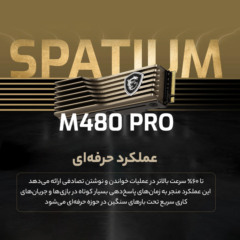 اس اس دی اینترنال ام اس آی مدل SPATIUM M480 PRO PCIe 4.0 NVMe M.2 HS ظرفیت 1 ترابایت