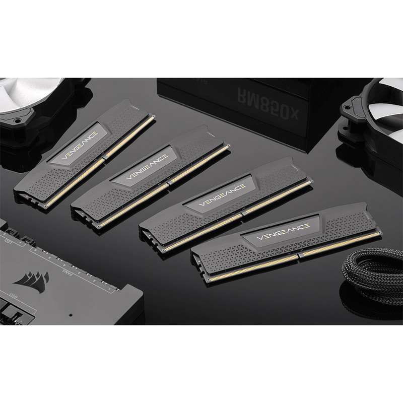 رم دسکتاپ DDR5 کورسیر مدل VENGEANCE ظرفیت 32GB دوکاناله 4800MHz با تایمینگ CL40 و هیتسینک خنککننده